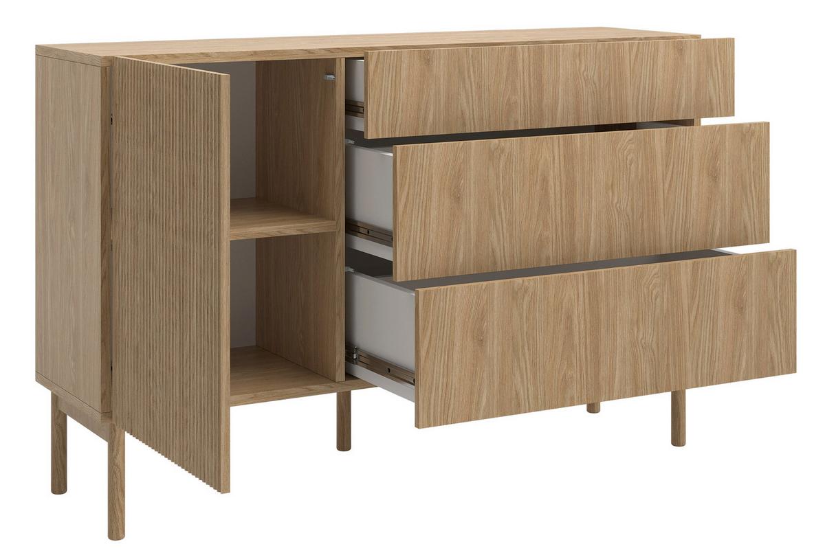 SIDEBOARD Nolie Eichenholzoptik mit 3 Schubladen 140 cm - Eichefarben, Holz/Holzwerkstoff (140/90.6/38cm) - Selsey