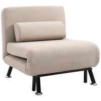 SCHLAFSESSEL, Klappsessel mit Bettfunktion, Rückenkissen, für Wohnzimmer, Beige - Beige/Schwarz, Textil/Metall (70/75/75cm) - HOMCOM