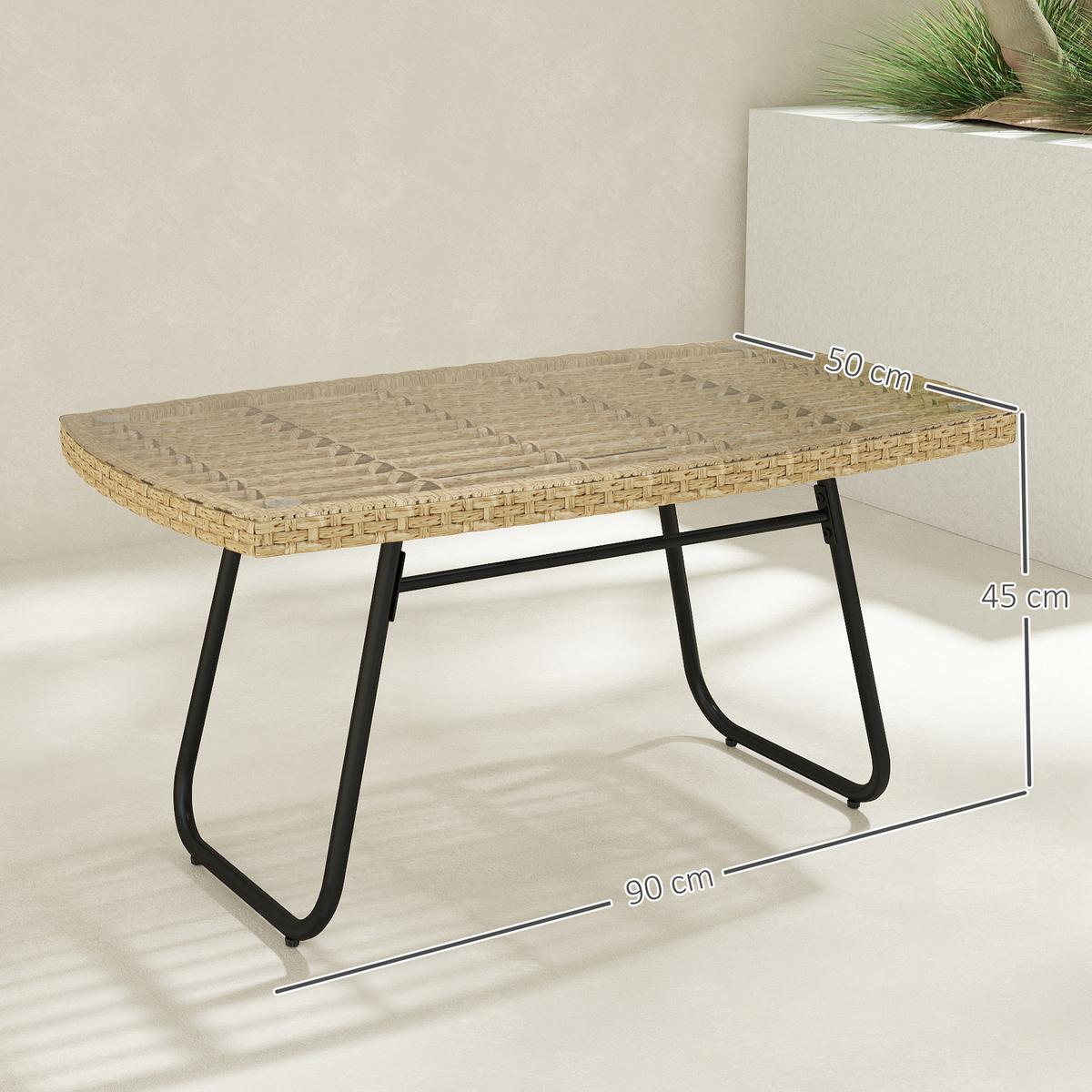 GARTENTISCH 90 x 50 x 45 cm, UV-beständig Beistelltisch Naturholz - Naturfarben, Metall (90/50/45cm) - Outsunny