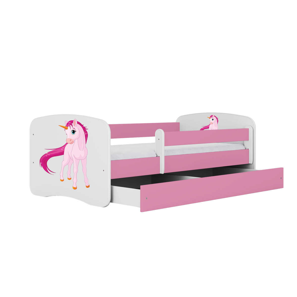 KINDERBETT Einhorn mit Schublade und Matratze 160/80 - Rosa, Holzwerkstoff (80/160cm) - RAUMHIRSCH FURNITURE