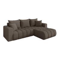 ECKSOFA mit Schlaffunktion Ottomane Rechts MILA-L-v1 277x195x86 Braun Bouclé - Schwarz/Braun, Holzwerkstoff/Kunststoff (277/194cm) - ALTDECOR