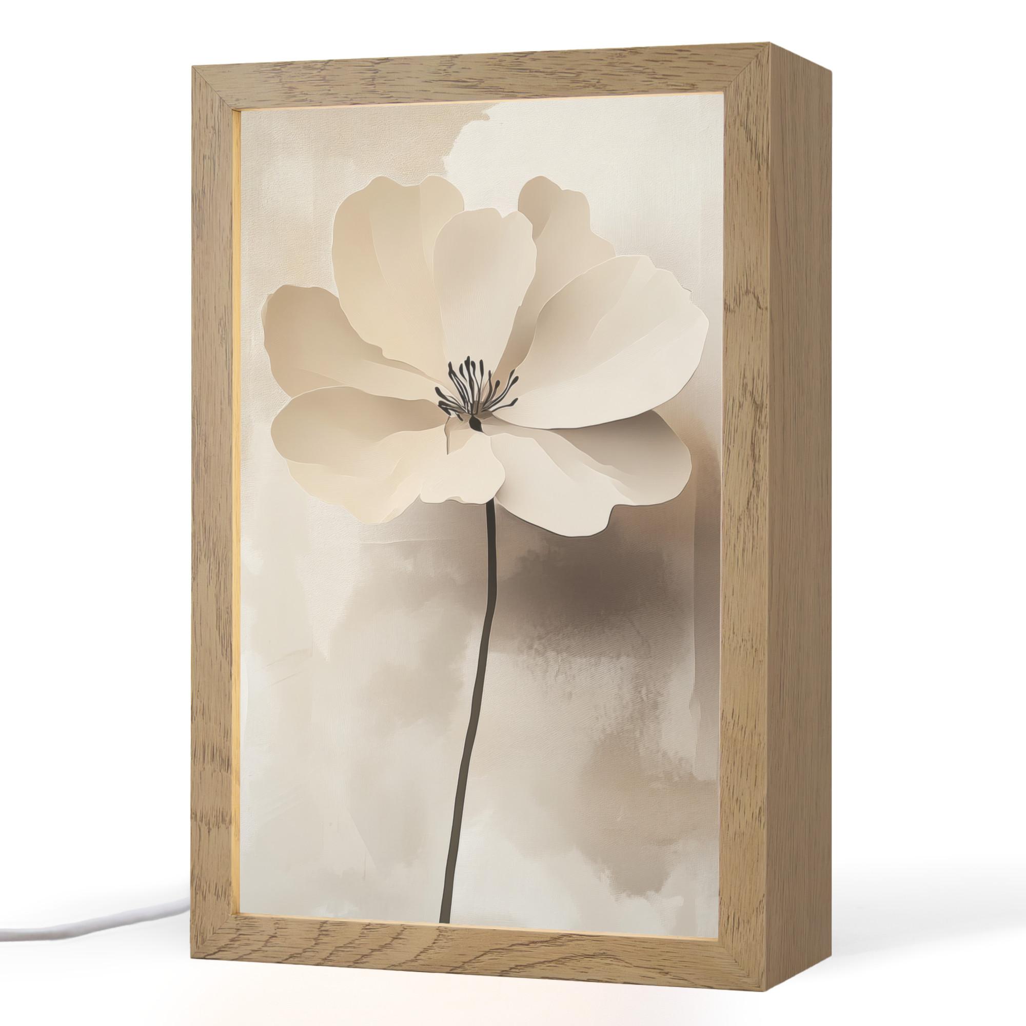 TISCHLEUCHTE Blume - Beige - Farbe - Schatten 20x30 cm - Alteiche, Holzwerkstoff (8/20/30cm) - OnlyWow