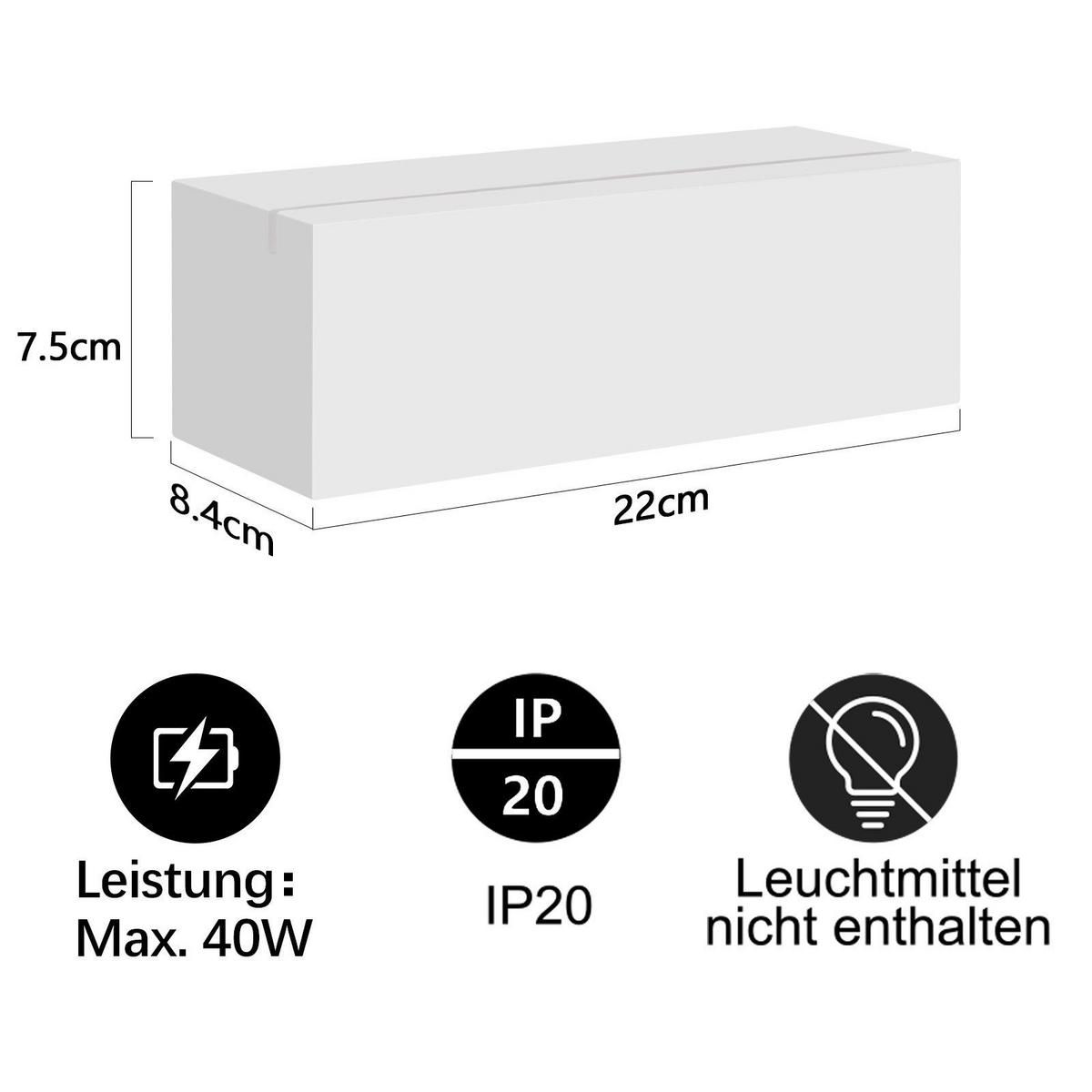 LED - WANDLEUCHTE Düntharis 7.5/8.4/22.0 cm - Weiß, Metall (7.5/8.4/22cm) - ZMH