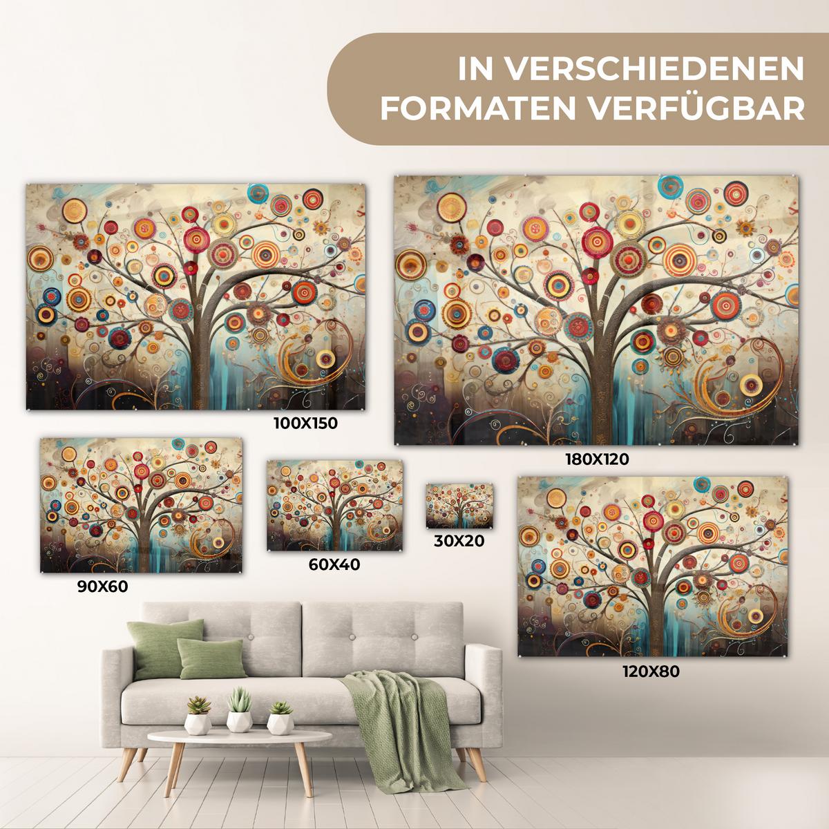 ACRYLGLASBILD Baum - Baum des Lebens - Farbe Room Decor 90x60 cm - Braun, Glas (90/60cm) - MuchoWow