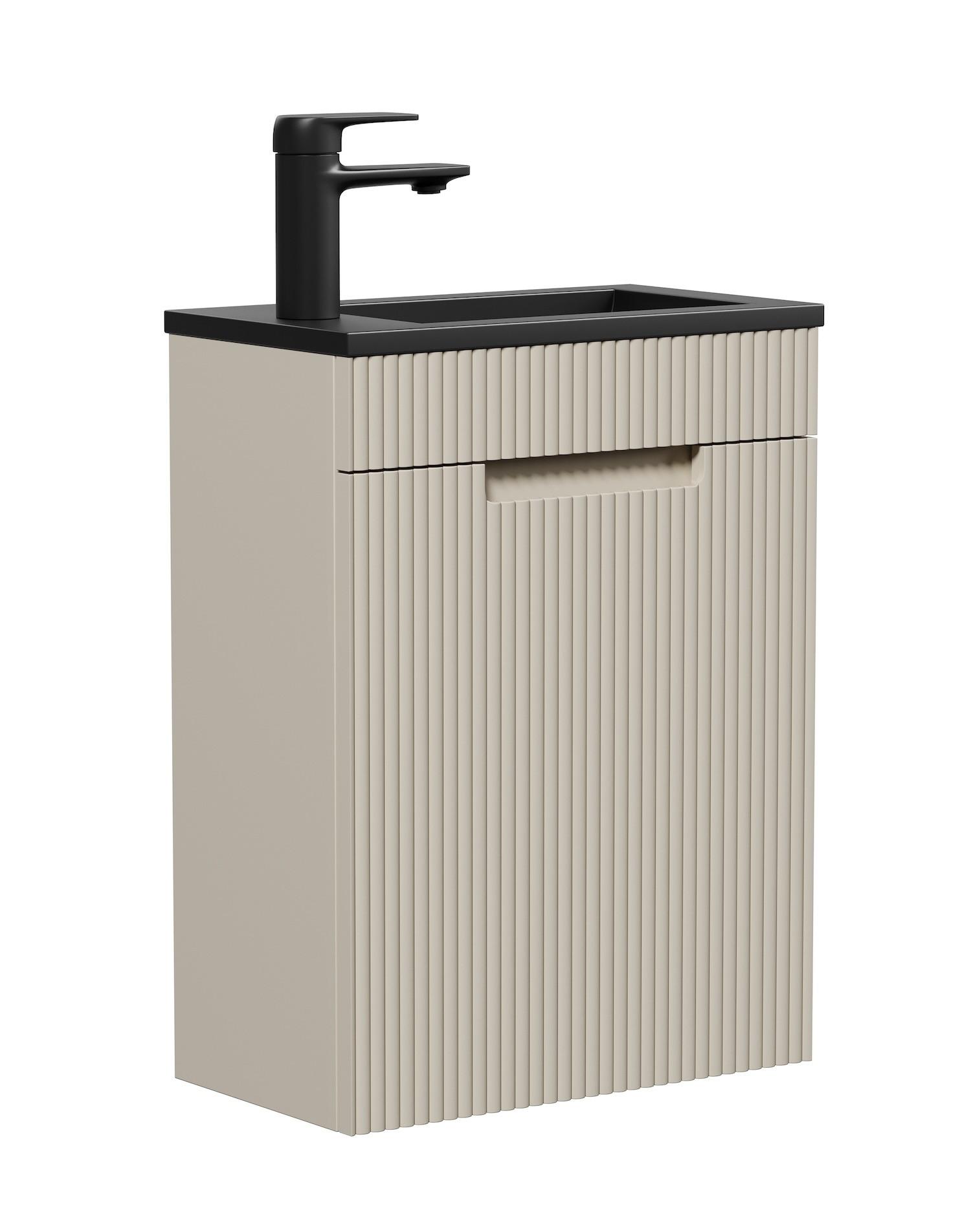GÄSTE-WC-MÖBELSET Thermis 2 Teile Cashmere / Schwarze Waschbecken - 40 x 22 x 53 cm - Kaschmir, Holz (40/53/22cm) - Badplaats
