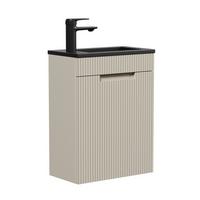 GÄSTE-WC-MÖBELSET Thermis 2 Teile Cashmere / Schwarze Waschbecken - 40 x 22 x 53 cm - Kaschmir, Holz (40/53/22cm) - Badplaats