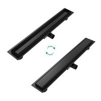 DUSCHRINNE Edelstahl Schwarz 60/11 cm - Schwarz, Metall (11/8/70cm) - EMKE