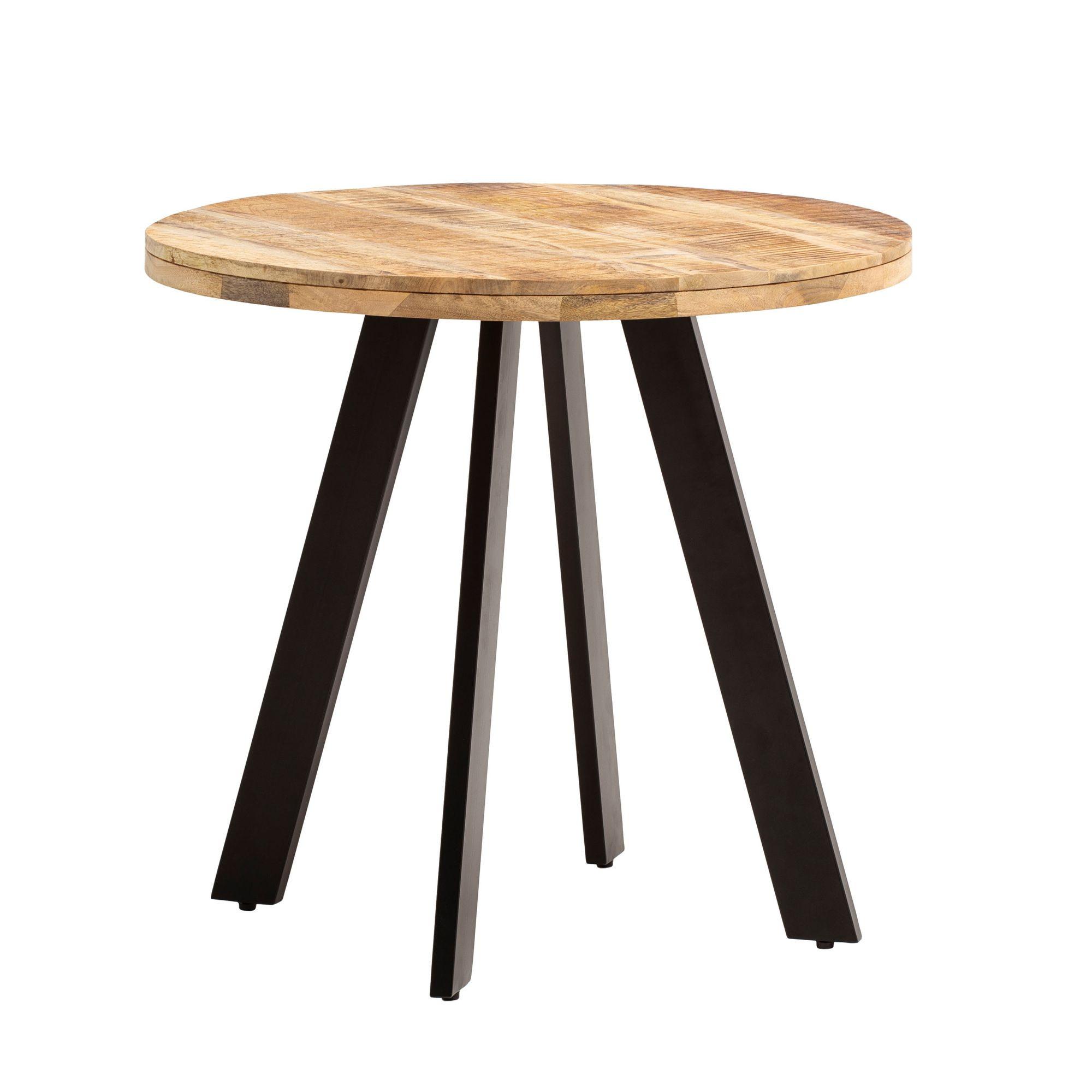 ESSZIMMERTISCH – Rund Mango Massivholz 80x80x75 cm Metallbeine Modern - Schwarz/Braun, Holz/Metall (80/80/75cm) - KADIMA DESIGN