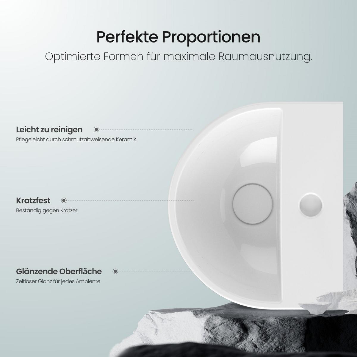 WASCHBECKEN U-förmig Wandmontage Glänzend Weiß 30,3 / 25,5 / 12 cm - Weiß, Keramik (30.3/12/20.5cm) - EMKE