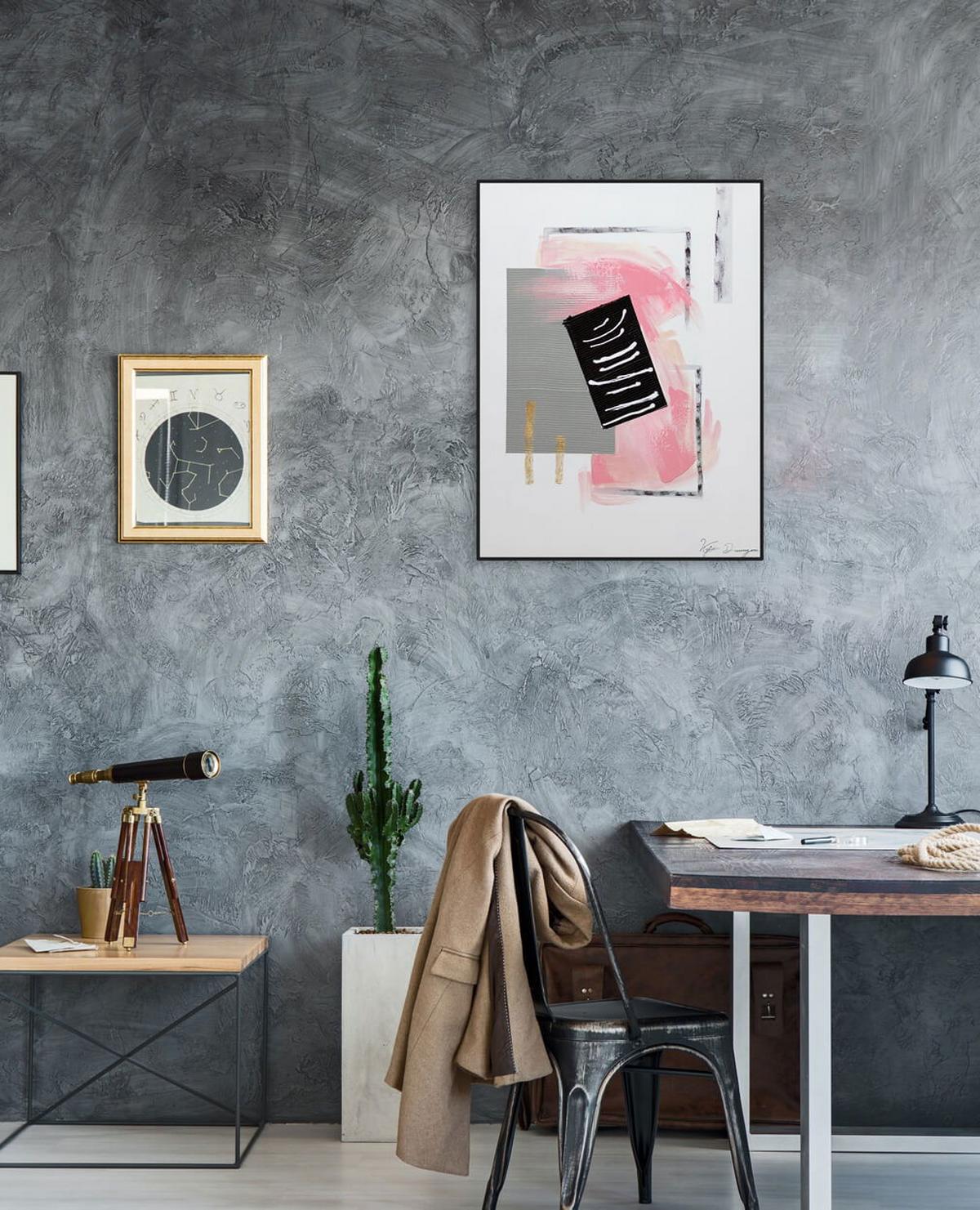 ACRYLBILD HANDGEMALT 60/80 cm - Pink/Grau, Holz/Textil (60/80cm) - KUNSTLOFT