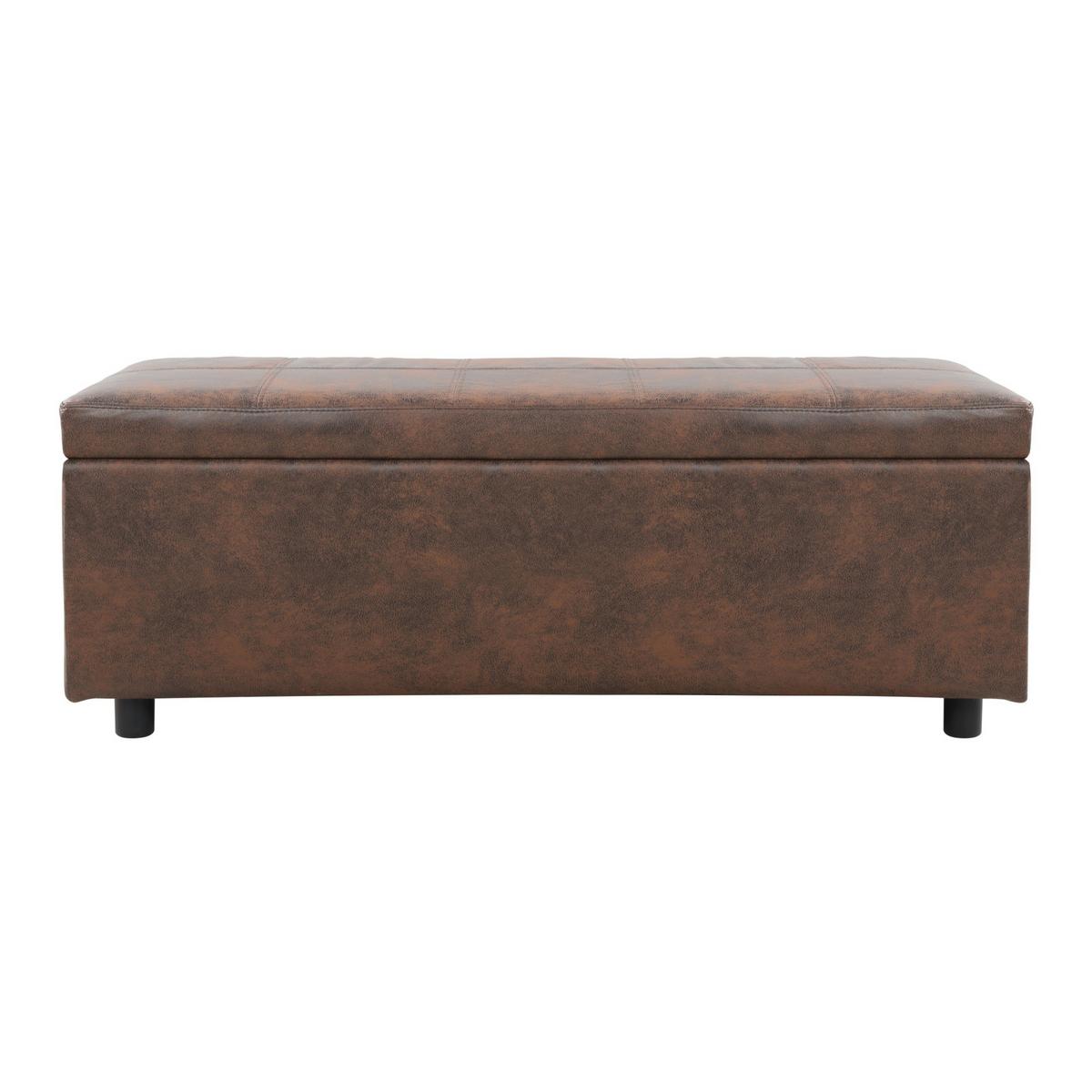 TRUHENBANK Bukit - Braun, Holz/Kunststoff (118/43/37cm) - [en.casa]