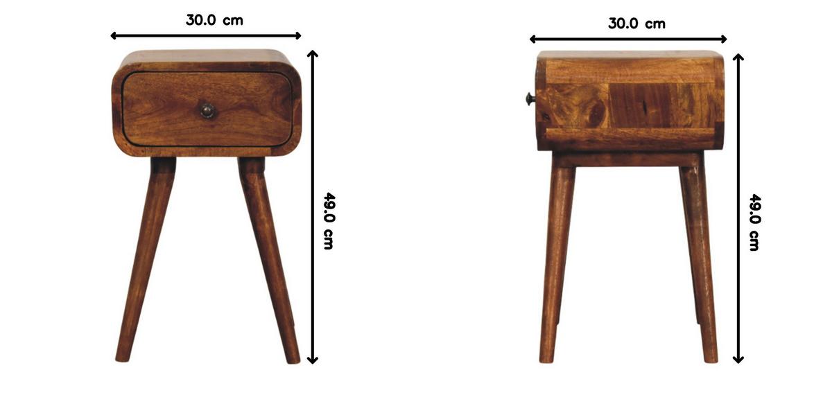 NACHTTISCH Massivholz Avora Mini Kastanienbraun, 1 Schublade, Dunkelbraun - Dunkelbraun/Messingfarben, Mangoholz/Holz (30/49/30cm) - Artisan Furniture