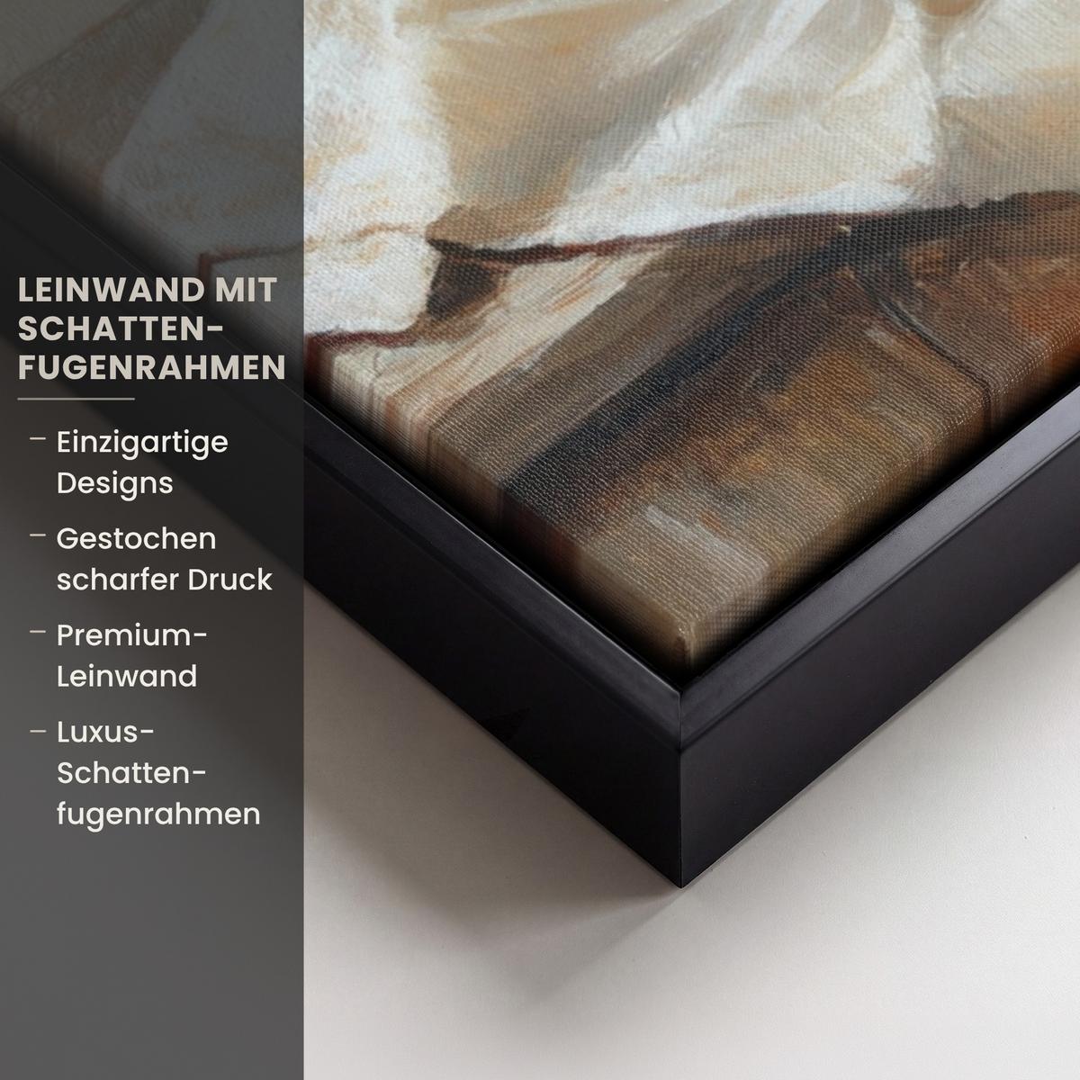 LEINWAND Bilder mit Rahmen - Töpfe - Kräuter - Holz - 100x70 - Terracotta, Textil (100/70cm) - MuchoWow