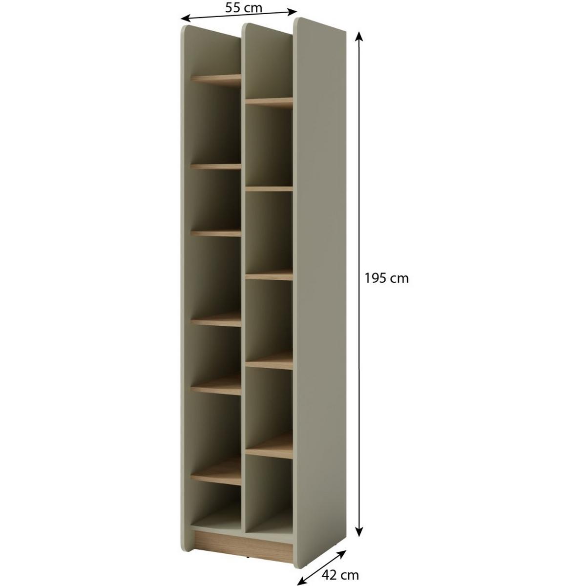 BÜCHERREGAL Alex mit 11 Regalböden, Eukalyptus - Eukalyptusholzfarben, Holzwerkstoff (55/195/42cm) - Beautysofa