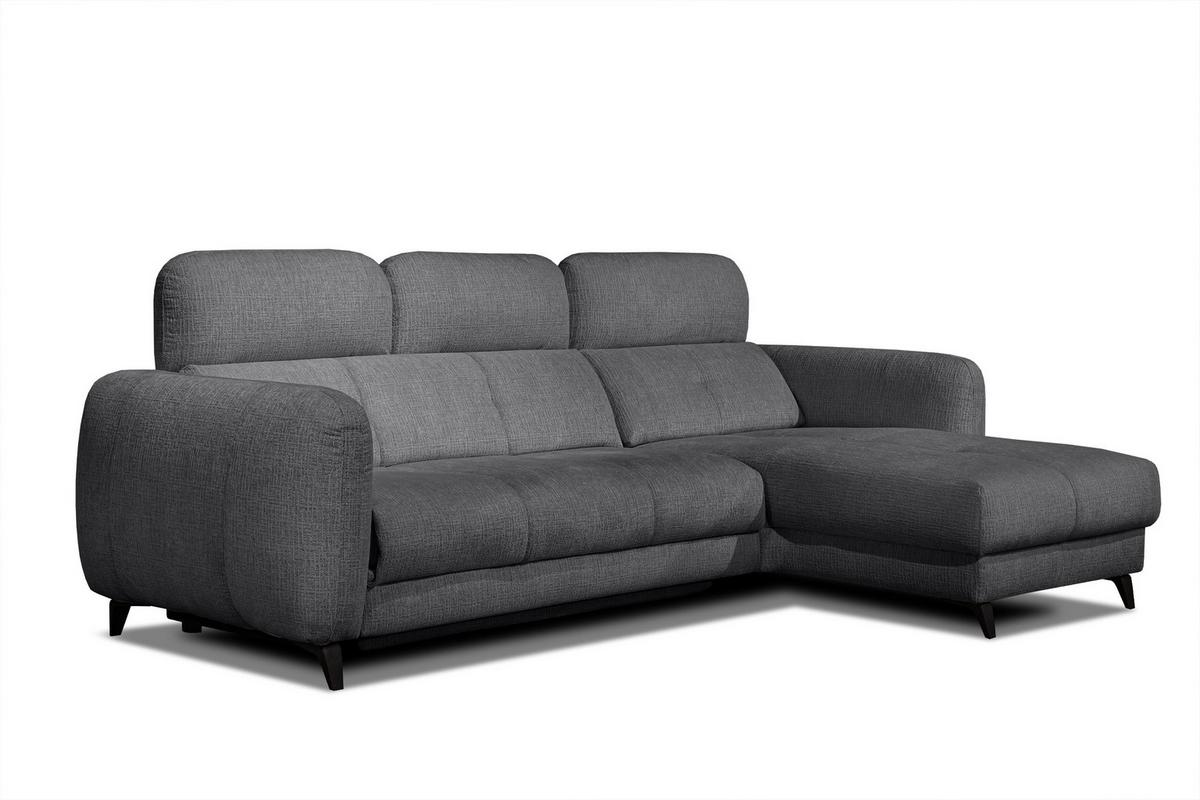 ECKSOFA SVEN 3-Sitzer, 1 Relax XL, verstellbare Kopfstützen, dunkelgrau - Anthrazit/Schwarz, Holzwerkstoff/Textil (256/163cm) - Wozimo