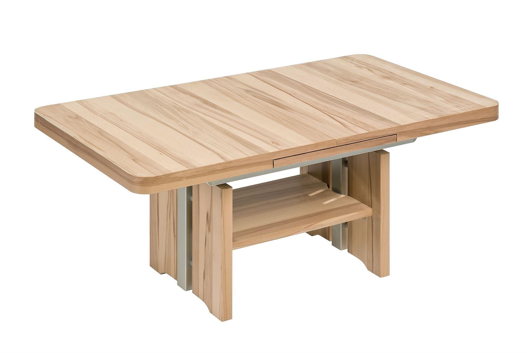 FUNKTIONSTISCH Cantara höhenverstellbar und ausziehbar 140(190) x 80 x 56-75 Couchtisch massiv Kernbuche - Braun, Holz (140/80/56cm) - 58aufmkessel