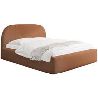 POLSTERBETT Puro mit Bettkasten & Metall-Lattenrost in Orange Chenille 180x200 cm - Birkefarben/Schwarz, Kunststoff/Textil (180/200cm) - WFL GROUP