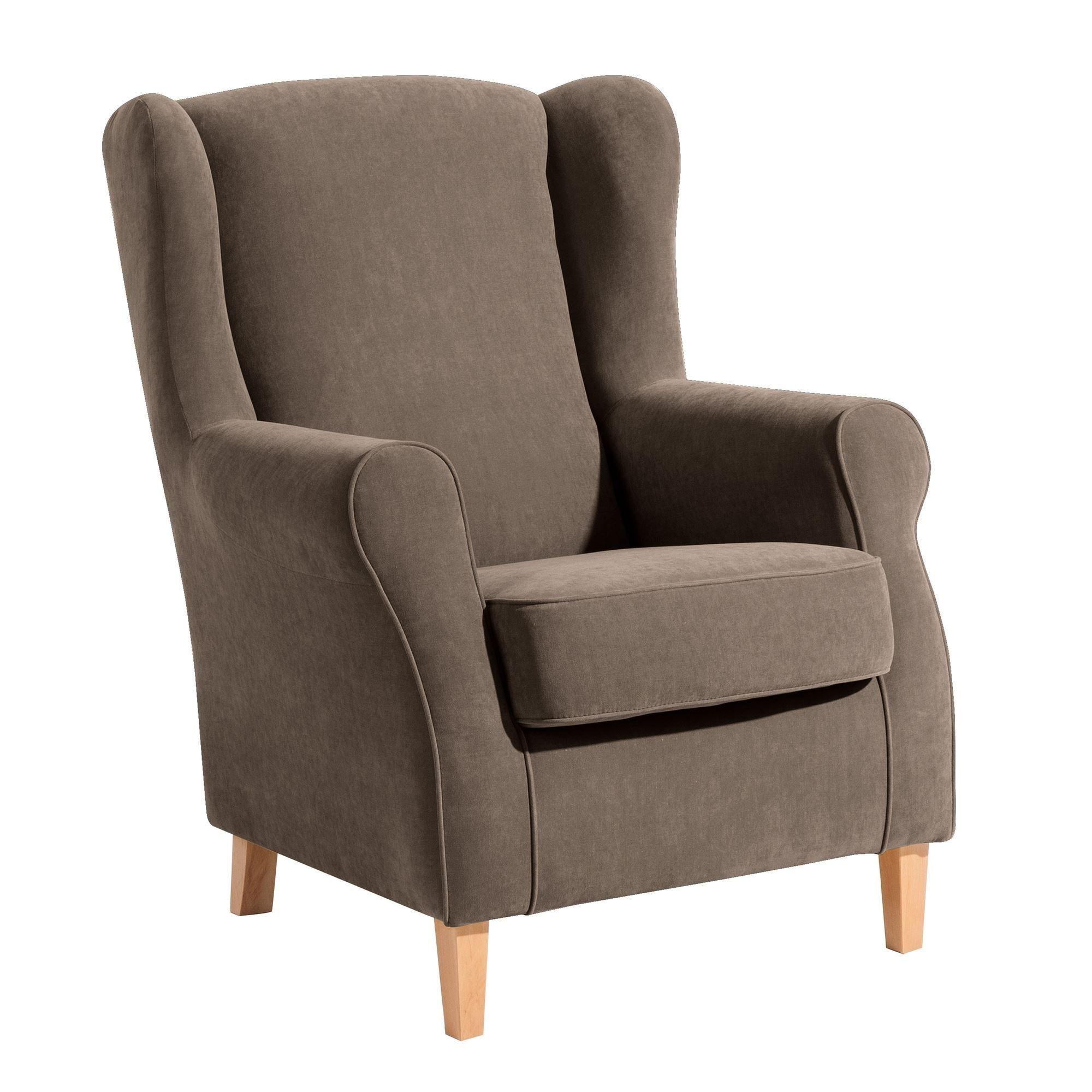 OHRENSESSEL Karlen Bezug Veloursstoff Buche natur / sahara - Buchefarben/Sahara, Kunststoff (86/103/77cm) - 58aufmkessel