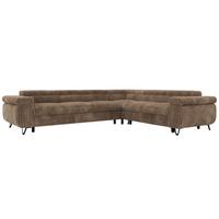 ECKSOFA NORDEN L - Braun Cord - Links Seite - Schwarz/Braun, Textil/Metall (269/329cm) - MKS