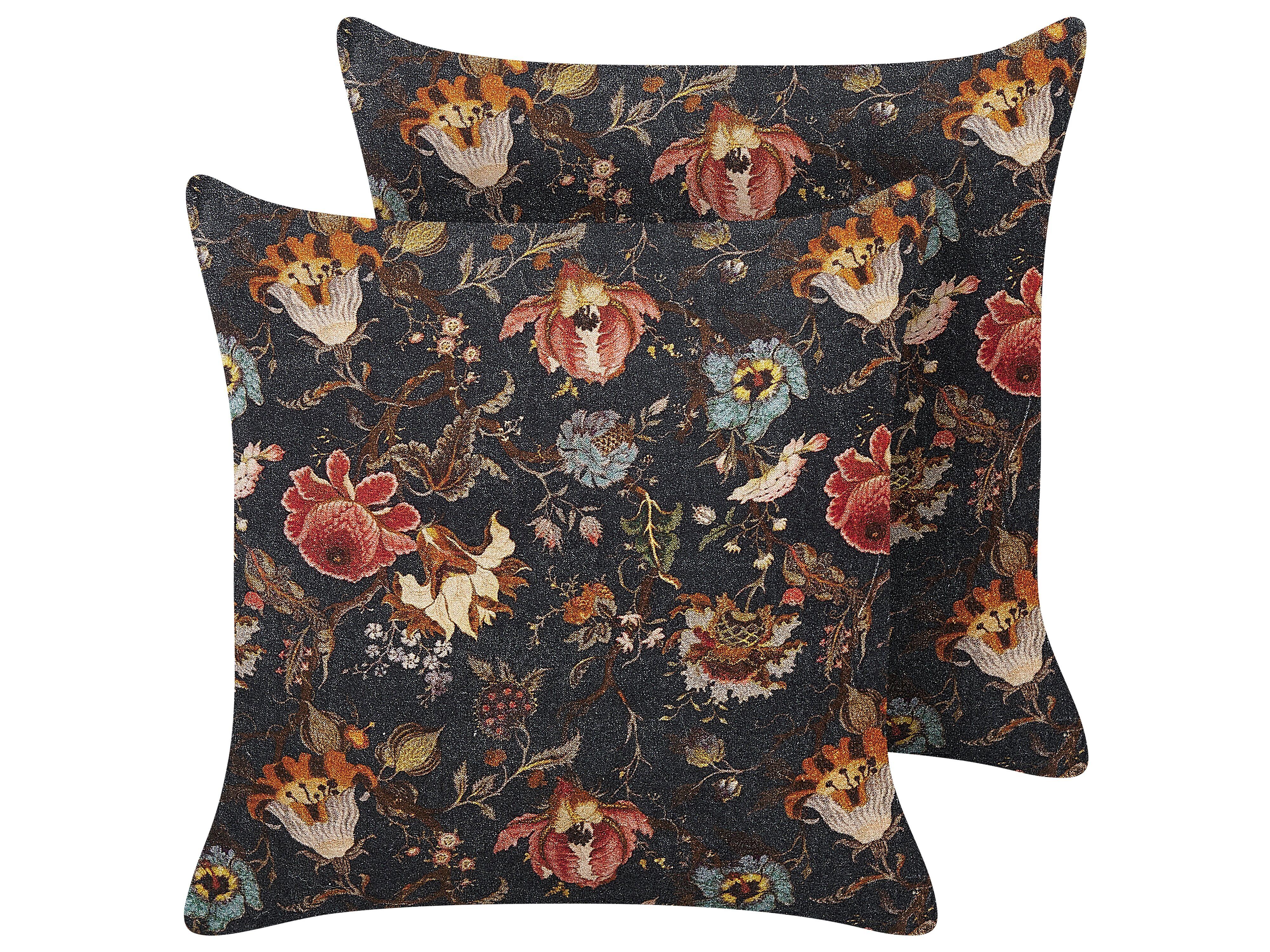 DEKOKISSEN 2er-Set Bunt 45/45 cm Ramonda - Multicolor, Textil (45/45cm) - Beliani
