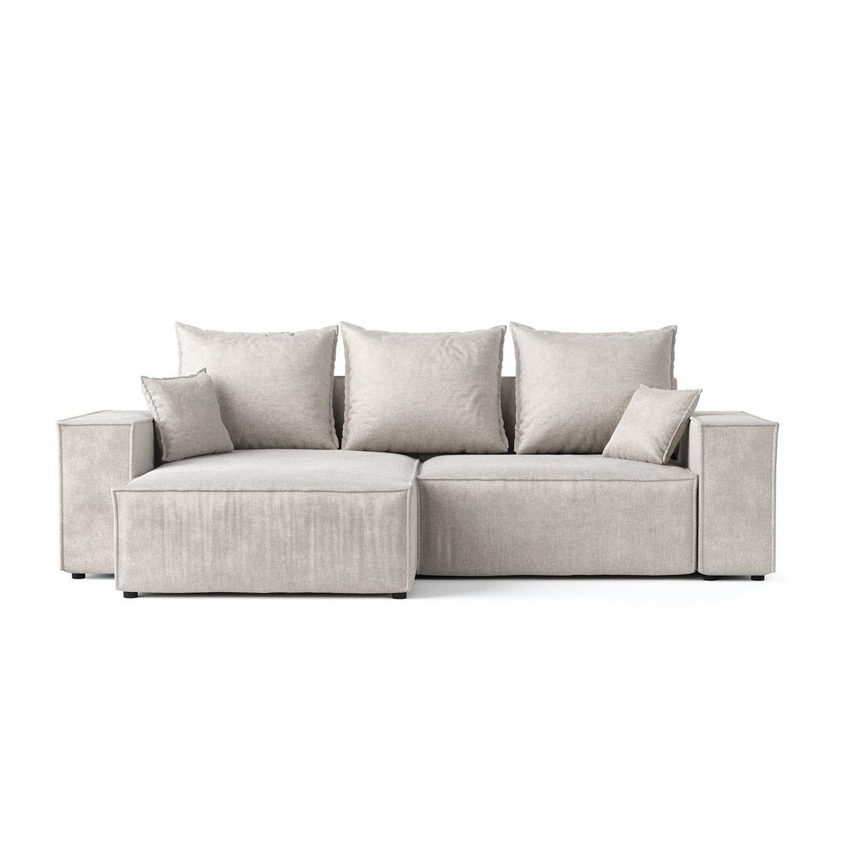 ECKSOFA SENSO mit Schlaffunktion Hellbeige im Wind Stoff - Beige/Schwarz, Holz/Holzwerkstoff (255/148cm) - AltaBeds