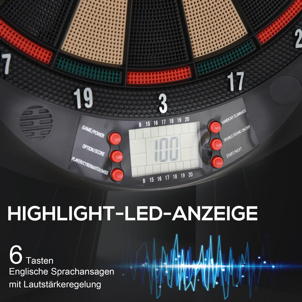 ELEKTRONISCHE Dartscheibe - Schwarz, Kunststoff (39.5/44cm) - HOMCOM