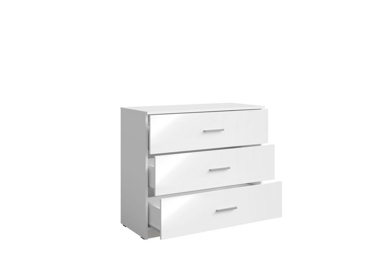 KOMMODE Weiß Hochglanz 93/80,5/42 - Weiß Hochglanz, Holzwerkstoff (93/81/42cm) - RAUMHIRSCH FURNITURE