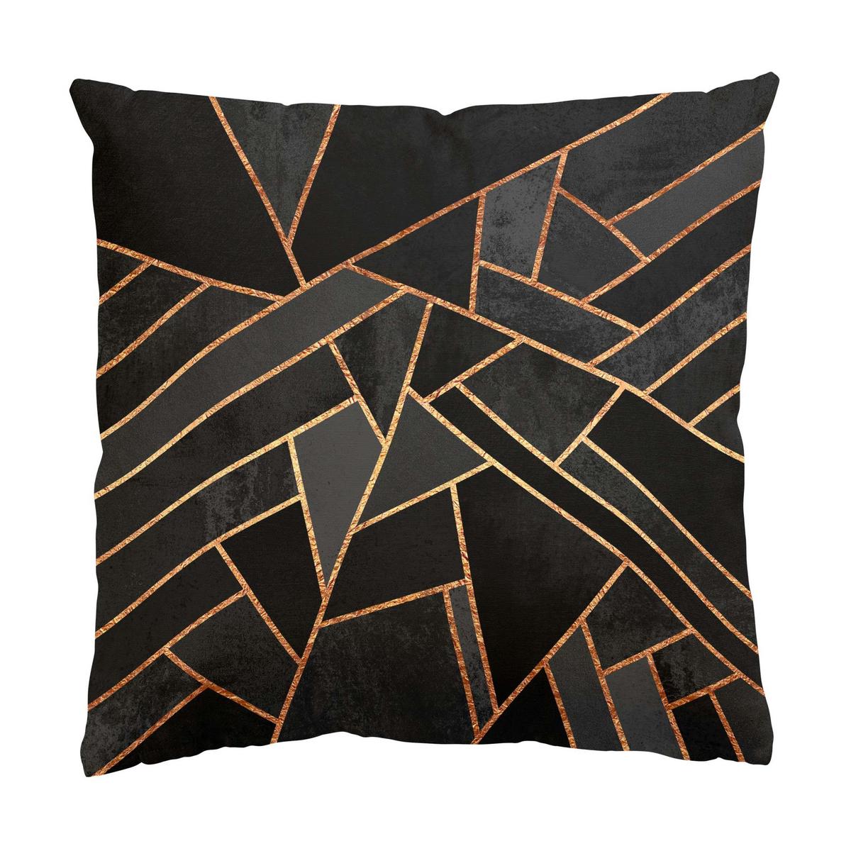 DEKOKISSEN 2er-Set Dreiecke Schwarz Türkis Gold Duo 40/40 cm - Schwarz, Textil (40/40cm) - Bilderwelten