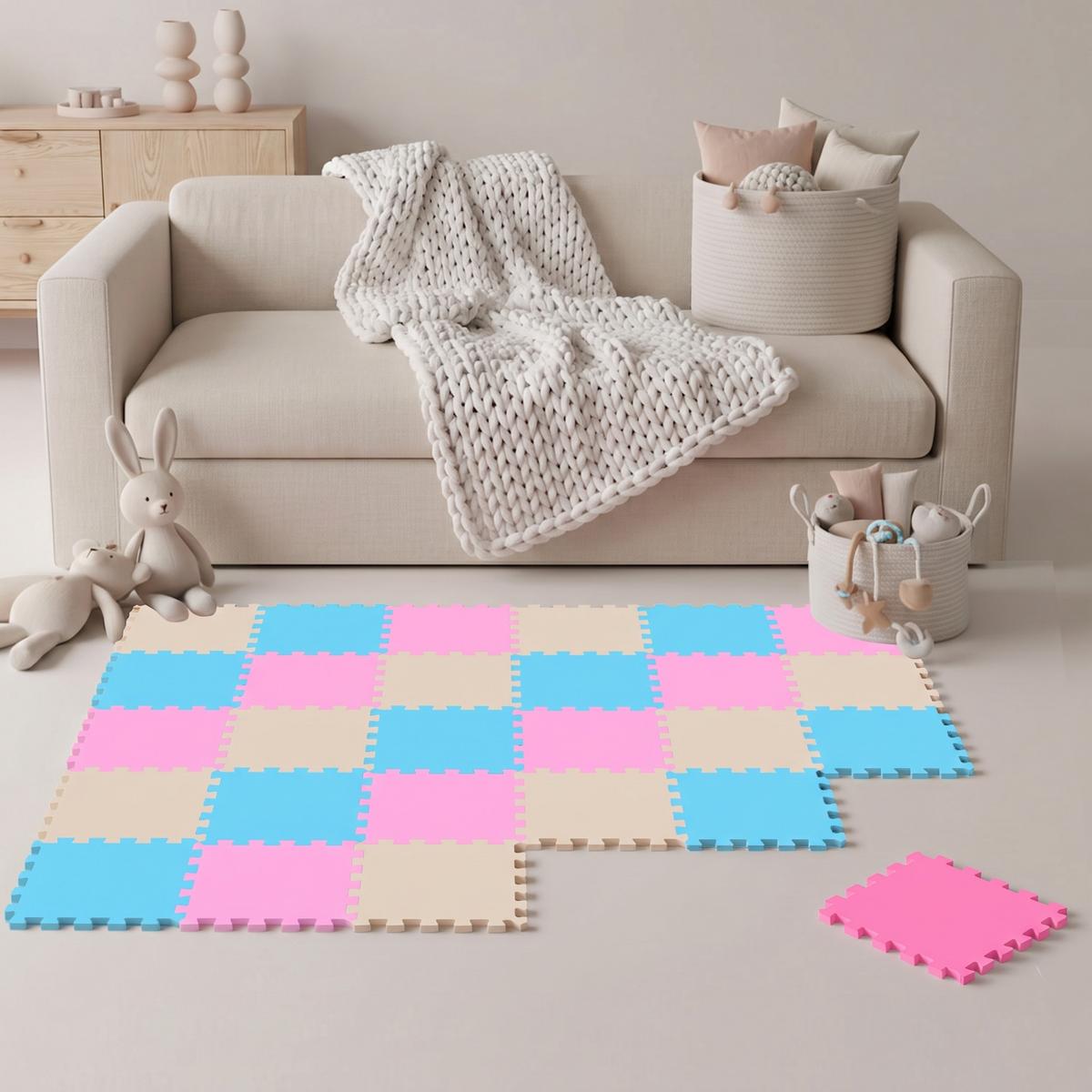 SPIELMATTE ab Null 270/90 cm Puzzlematte Hellblau - Multicolor, Kunststoff (30/30cm) - Littletom