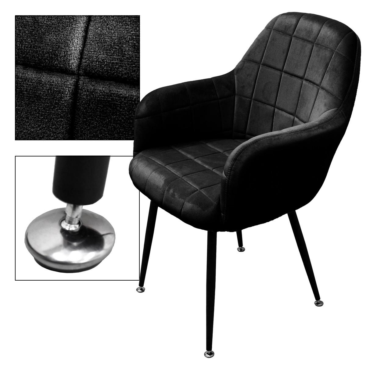 ESSZIMMERSTUHL 2er Set Schwarz Samt - Schwarz, Textil/Metall (60/84/58cm) - ECD-Germany