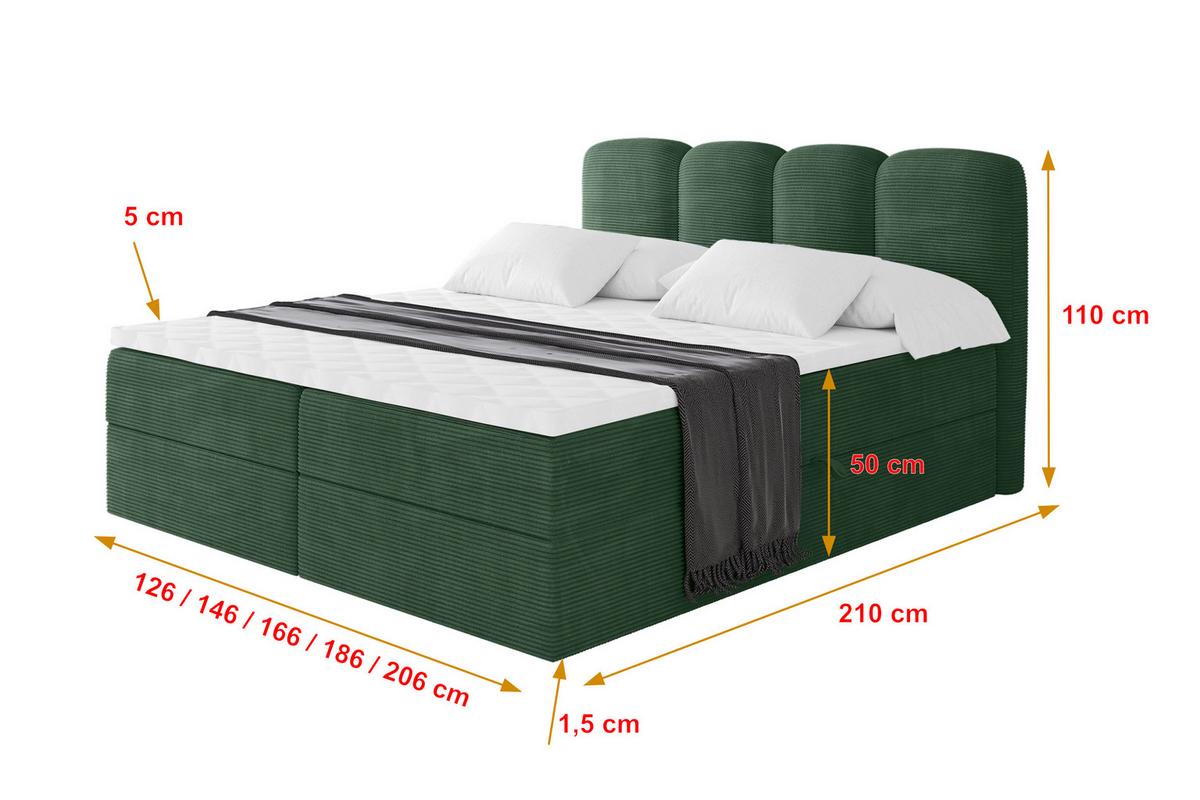BOXBETT mit Matratze H4 - NINA - 120x200 cm Grün - Waldgrün, Holzwerkstoff (120/200cm) - ALTDECOR