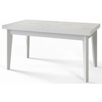 RECHTECKIGER Esszimmertisch SKANDI, ausziehbarer Tisch, Größe: 120-160X80X78 cm, Wohnzimmertisch Farbe: MARMUR, mit Holzbeinen in Farbe Weiß - Hellgrau/Weiß, Holzwerkstoff (120/80/78cm) - Alpi-Möbel