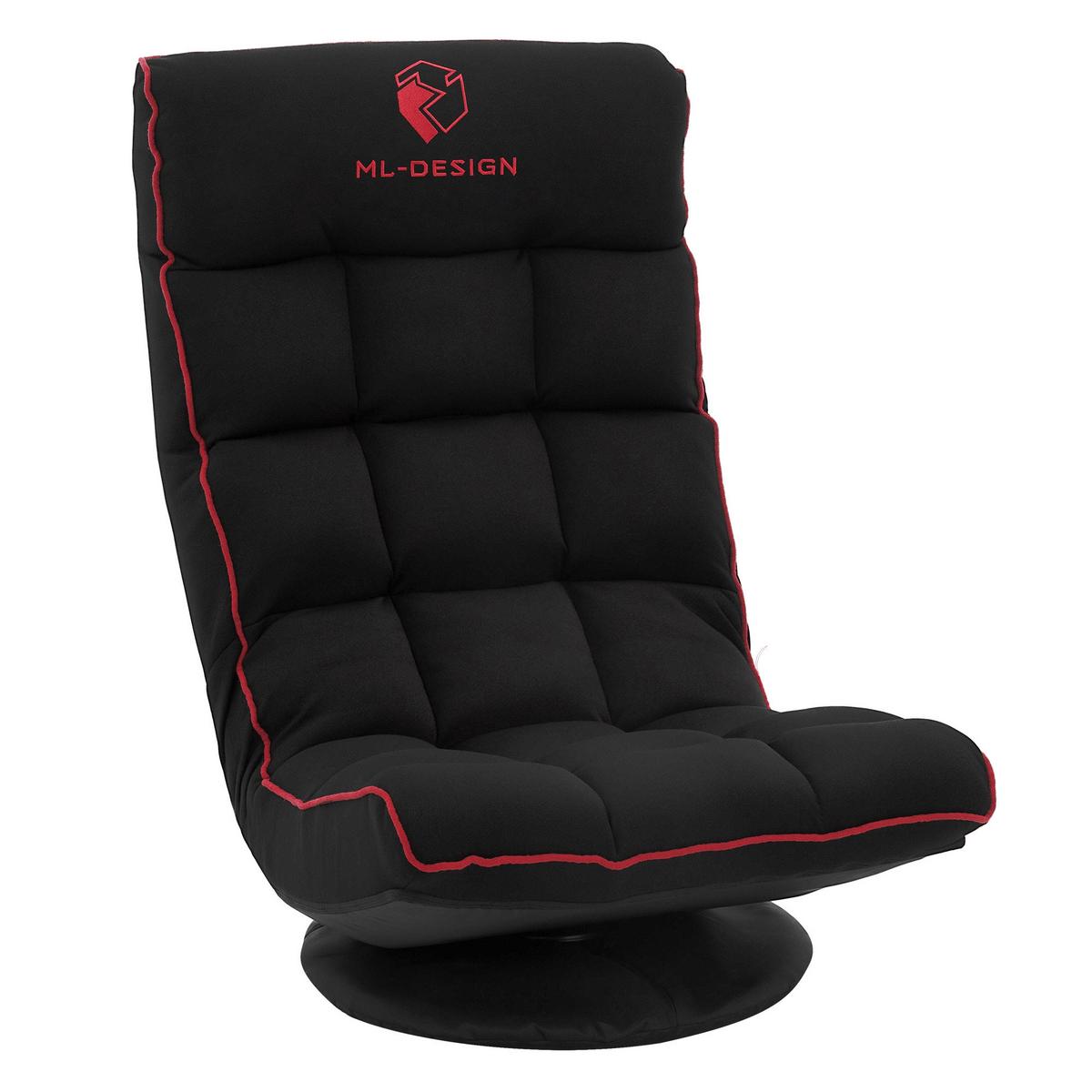GAMING BODENSTUHL Schwarz-Rot Stoffbezug 360° drehbar & verstellbar - Rot/Schwarz, Textil (56/85/92cm) - ML-DESIGN