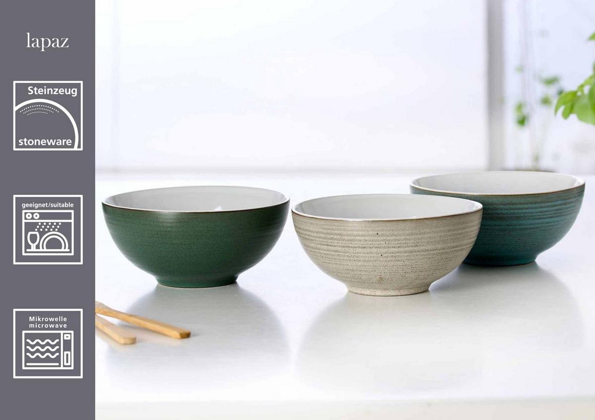 POKE BOWL SCHALEN Lapaz Grau ø 17,5 cm 3er Set - Grau, Keramik (17.5cm) - Ritzenhoff Breker