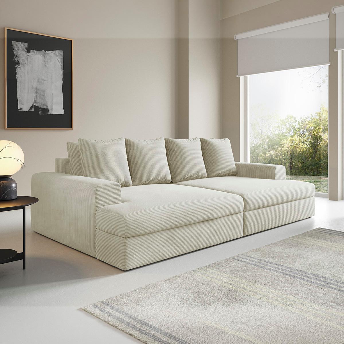 SOFA Paola 3 Sitzplätze Gebrochenes Weiß - Weiß, Holz (272/86/167cm) - Petits-meubles