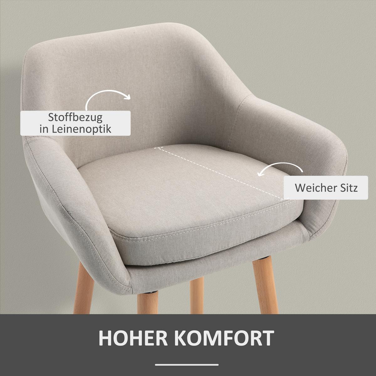 BARHOCKER, Buchenholzbeine, Metall Beige - Beige, Holz (48/100/55cm) - HOMCOM