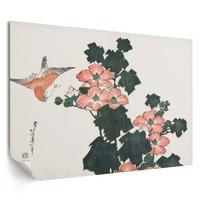 POSTER - 84x59 cm (A1) - Hokusai - Rote Rosen - Beige, Textil (84/59.4/0.1cm) - TULUP