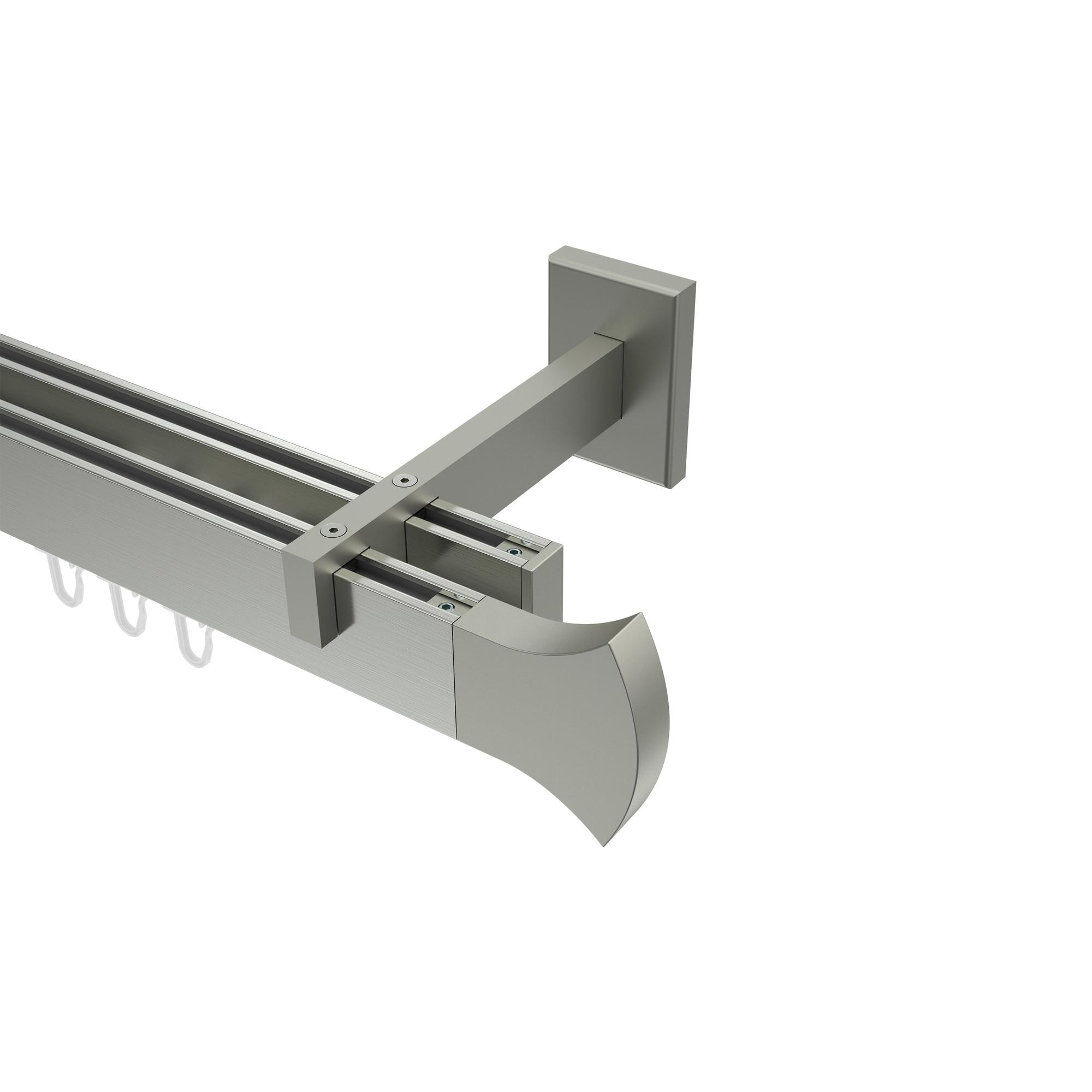 GARDINENSTANGE INNENLAUF Smartline Conex 420 cm (geteilt in 3 x 140 cm), 2-läufig, 14x35 mm Edelstahl-Optik - Edelstahlfarben, Metall (420cm) - INTERDECO