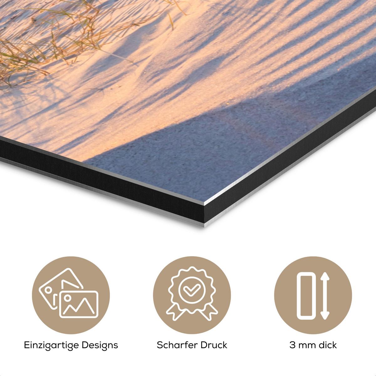 METALLBILD Strand - Sonne - Düne - Gras - Sand - Horizont 40x80 cm - Hellblau, Metall (40/80cm) - MuchoWow