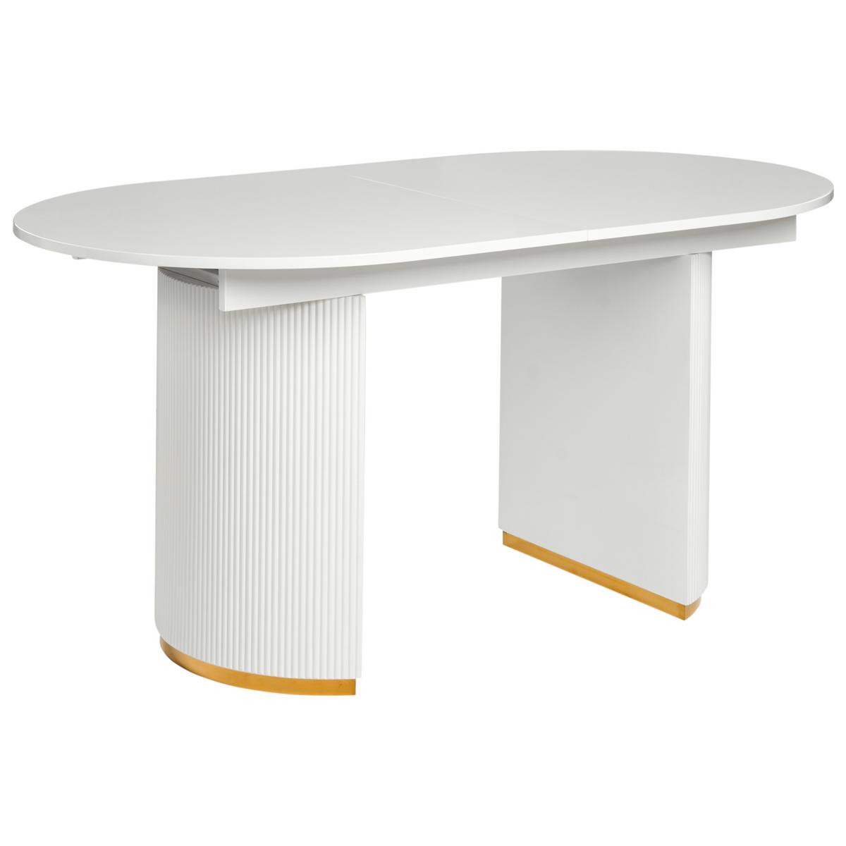 ESSTISCH ausziehbar Weiß 160-200/90 cm Dulverton - Weiß, Holzwerkstoff (160/90/75cm) - Beliani