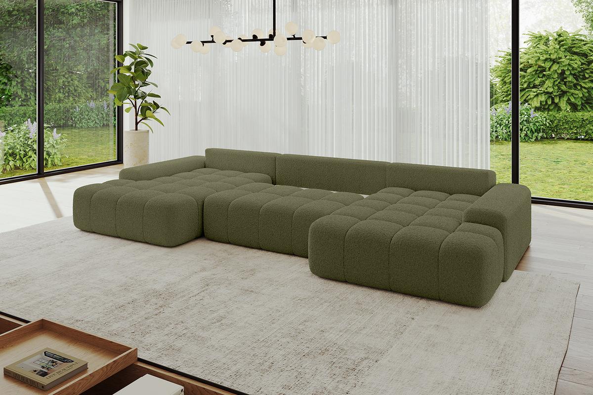 WOHNLANDSCHAFT ENSI-U - 353x164x69 cm Olivgrün - Olivgrün, Holzwerkstoff/Kunststoff (357/69/164cm) - ALTDECOR