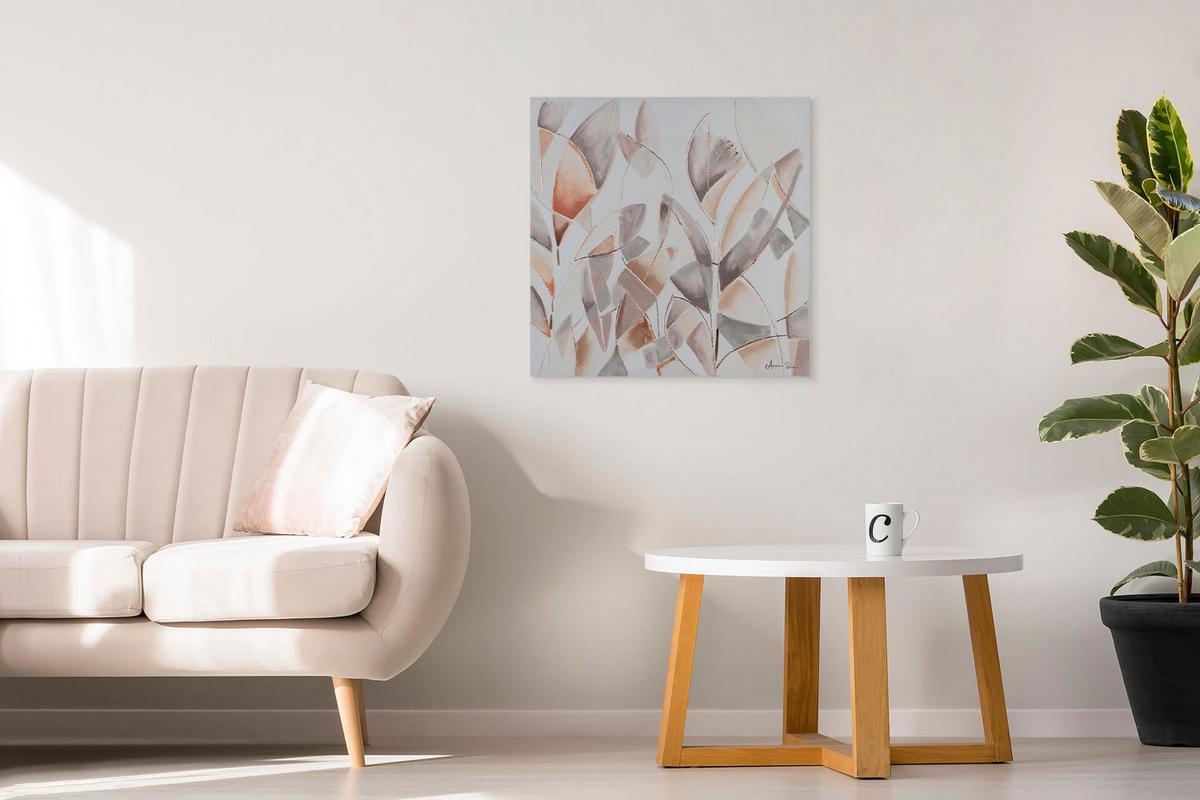 ACRYLBILD HANDGEMALT 80/80 cm - Taupe/Grau, Holz/Textil (80/80cm) - KUNSTLOFT