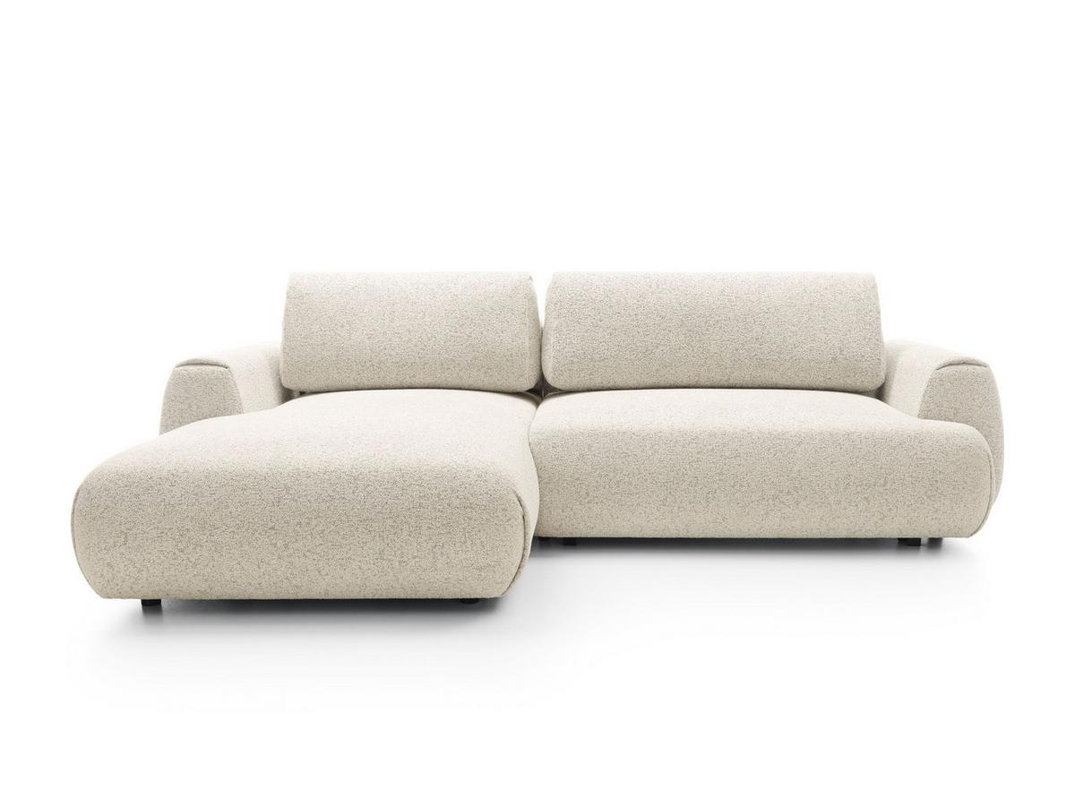 ECKSOFA ZEST Creme Geflochtener Stoff mit Schlaffunktion - Creme, Holz (270/167cm) - MASSENO