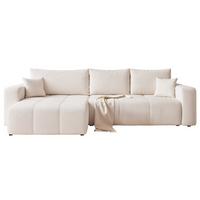 ECKSOFA PEDRO mit Schlaffunktion und Bettkasten Creme - Creme, Holzwerkstoff/Textil (278/145cm) - Idohome