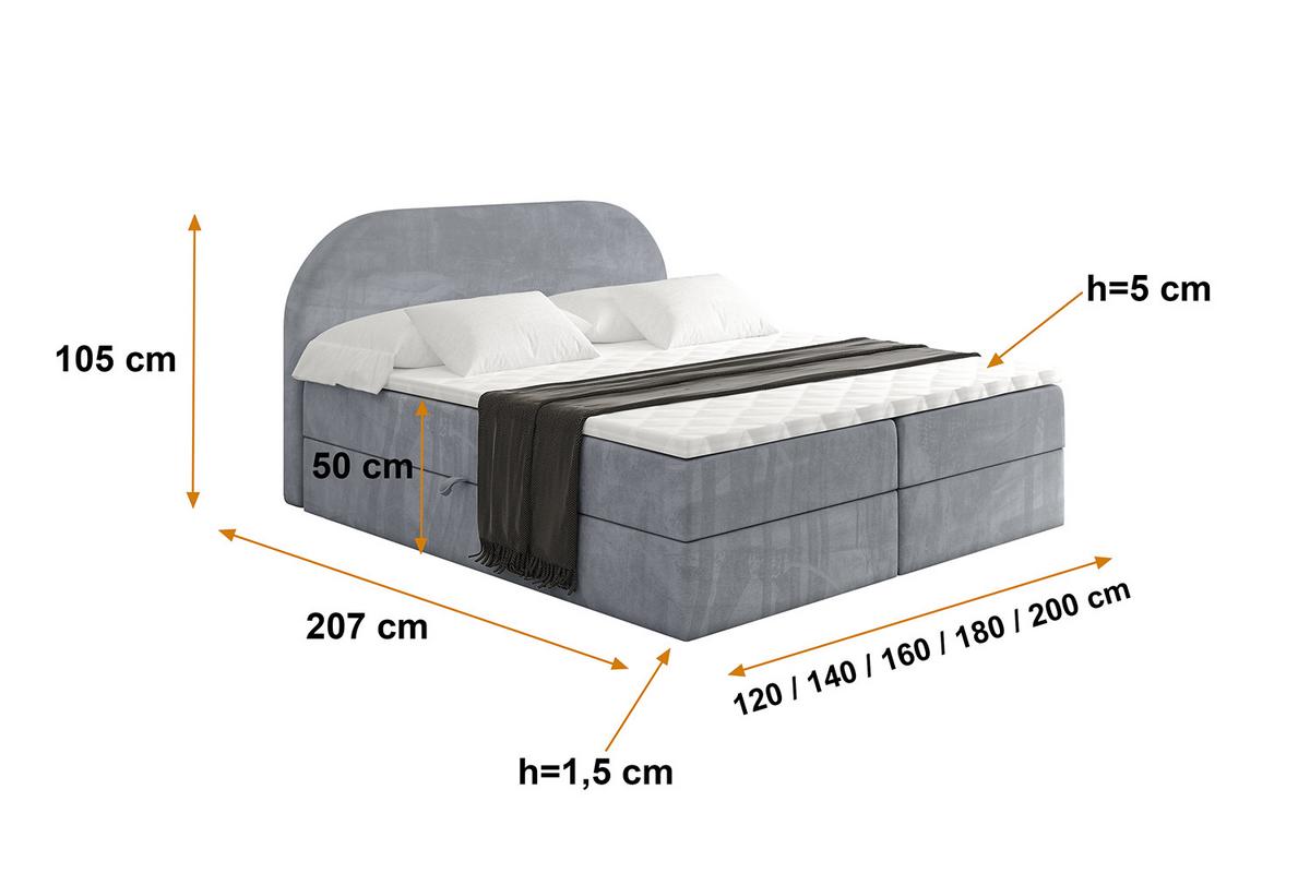 BOXBETT mit Matratze H3 und Lattenrost - NOX - 180x200 - Grau Casablanca - Grau, Holzwerkstoff/Kunststoff (180/200cm) - ALTDECOR