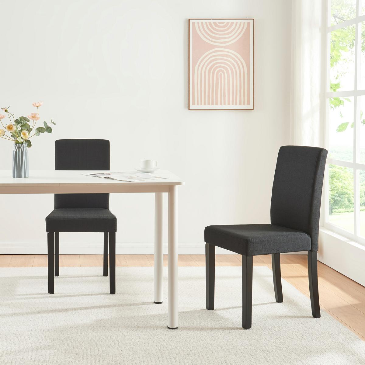 ESSZIMMERSTUHL-SET HAMBURG 2 TLG. - Schwarz, Holz/Textil (43/89/54cm) - [en.casa]