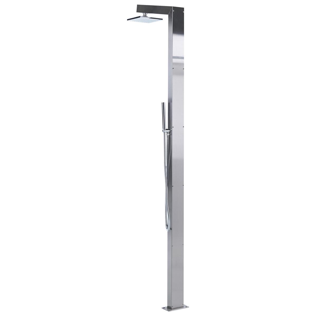 FREISTEHENDE Gartendusche Silber Apoera - Silberfarben, Metall (17/211/52cm) - Beliani