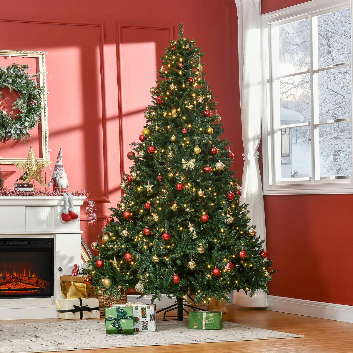 KÜNSTLICHER Weihnachtsbaum, 210 cm Christbaum mit 2154 Spitzen, 700 LED-Leuchte - Grün, Kunststoff (210cm) - HOMCOM