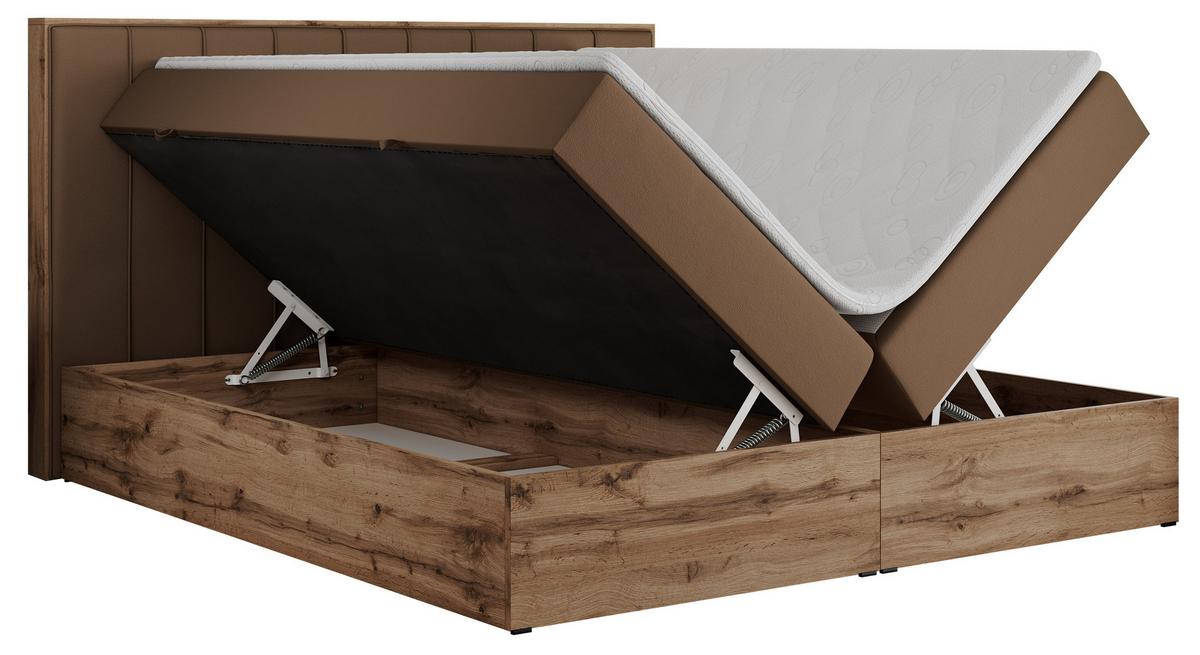 BOXBETT BELLISSIMO 180/200 Braun Kunstleder - H3 - Braun, Holz/Textil (180/200cm) - MKS