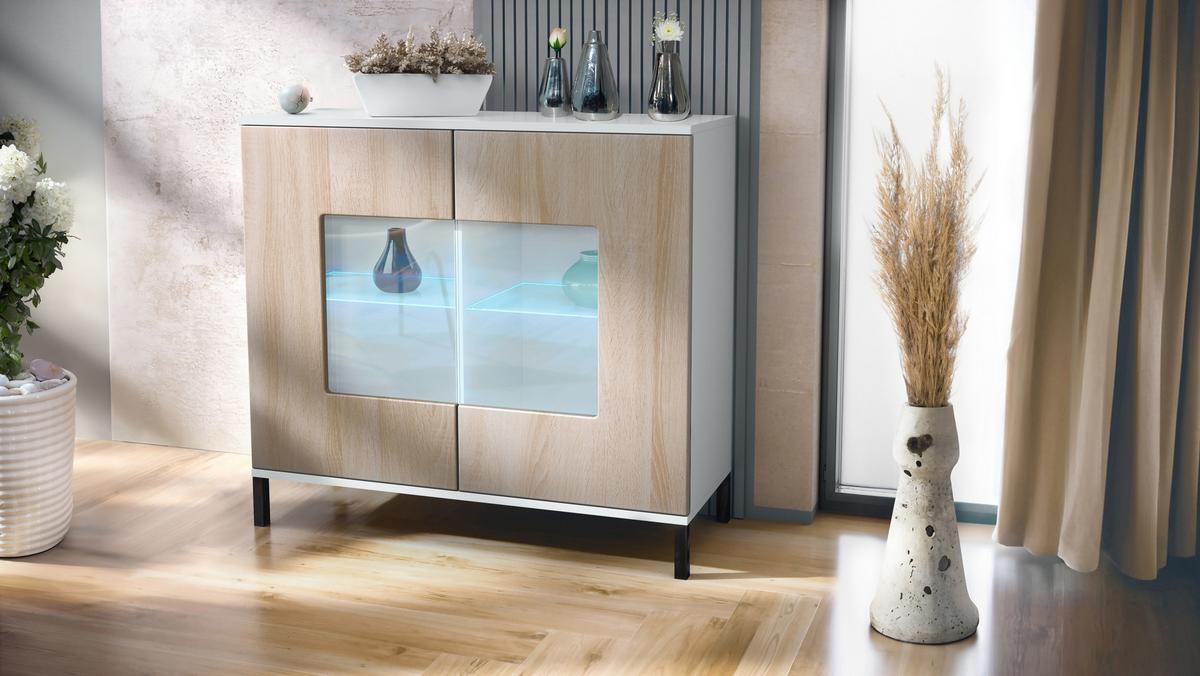 KOMMODE Grömitz Eiche sägerau - Eiche San Remo, Holzwerkstoff (92.5/83.5/35cm) - Vladon
